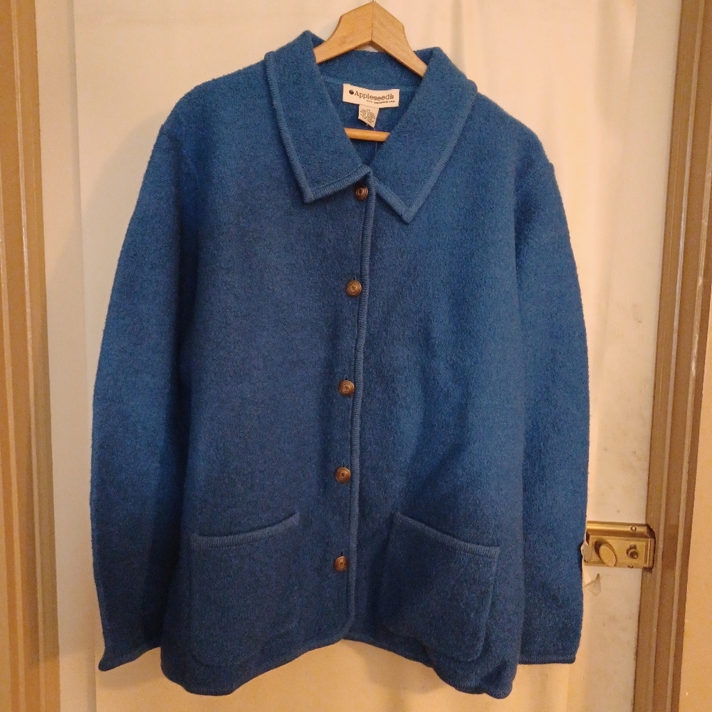 Appleseeds Wool Womens 1X Jacket Blue NEW